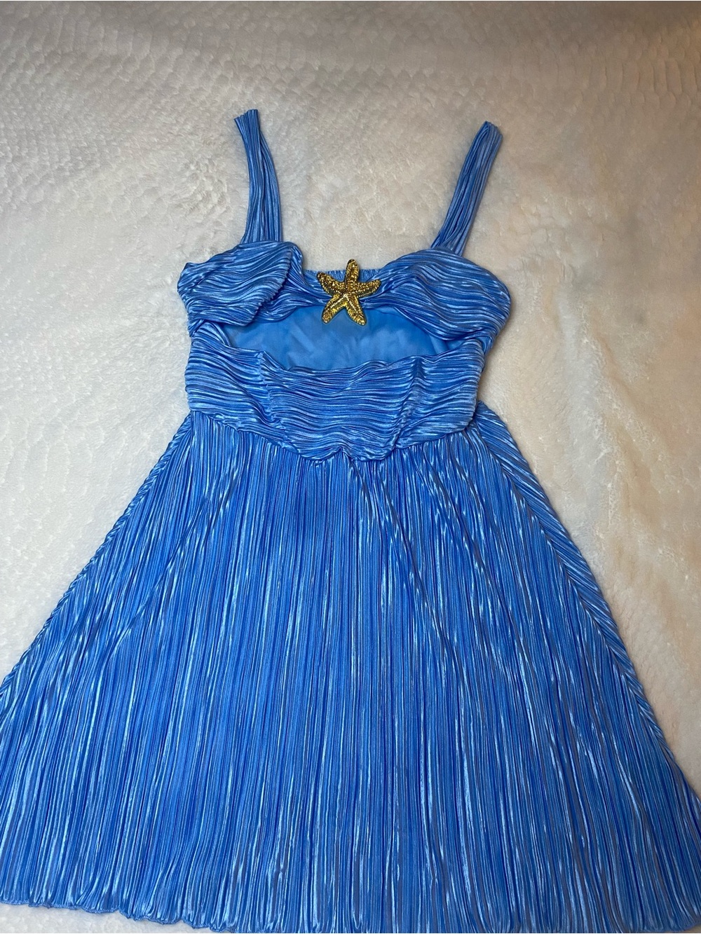 SHEIN Women’s S Blue Pleated Starfish Cutout Mini Dress NWOT